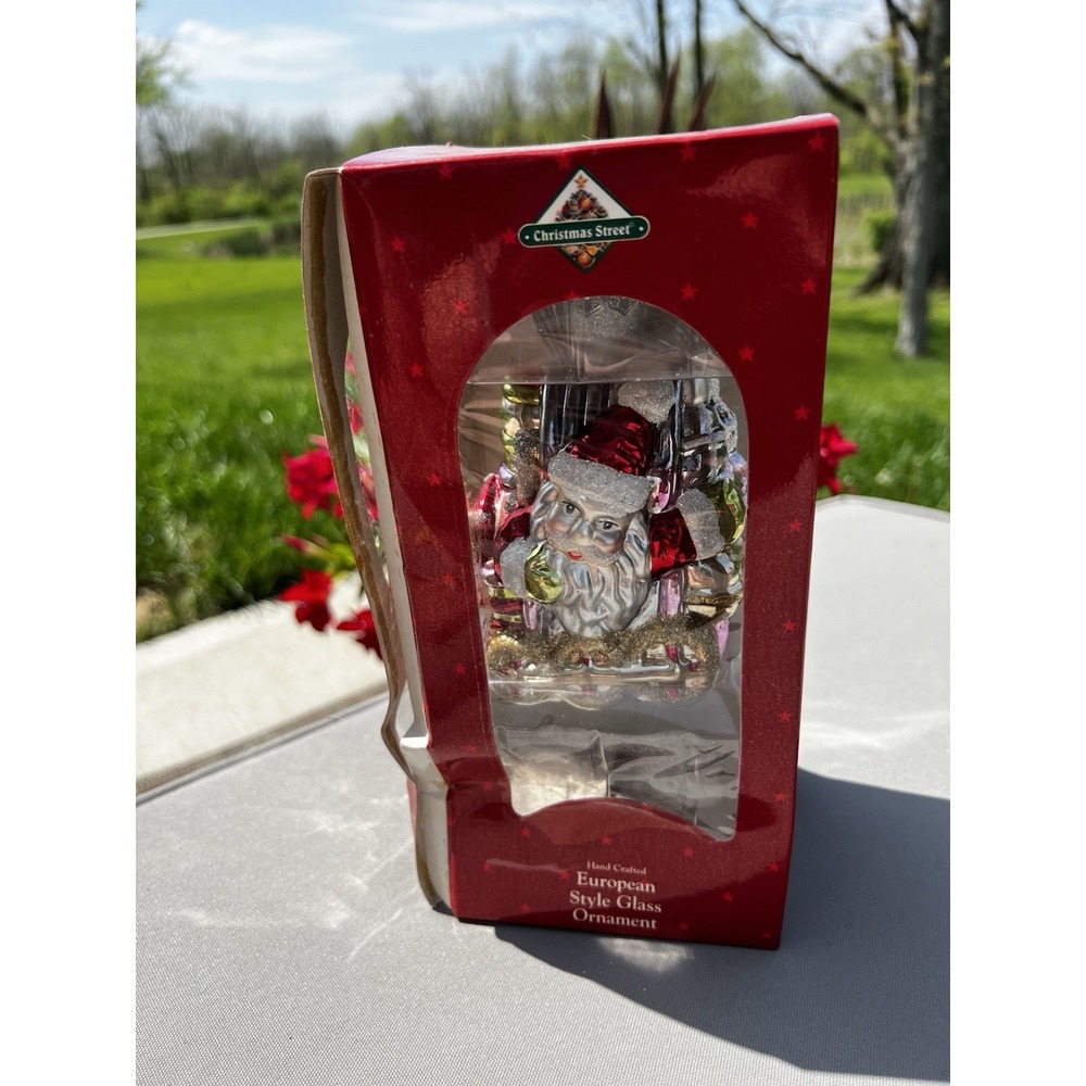 Vintage Christmas Ornament European Style Hand Crafted Glass Santa Clause Train - Picture 7 of 11